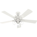 Crestfield Ceiling Fan with Light and Remote - Fresh White / Fresh White / Drifted Oak