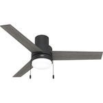 Brunner Flush Ceiling Fan with Light - Matte Black / Dark Gray Oak / Salted Black