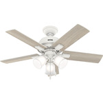 Crystal Peak Ceiling Fan with Light - Matte White / Fresh White / Light Oak