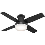 Dempsey Low Profile Ceiling Fan with Light - Matte Black / Matte Black / Dark Gray Oak