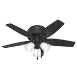 Newsome Low Profile Ceiling Fan with Light - Matte Black / Matte Black / Dark Gray Oak