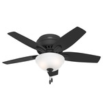 Newsome Low Profile Ceiling Fan with Bowl Light - Matte Black / Matte Black / Dark Gray Oak