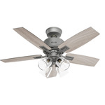 Gatlinburg Ceiling Fan with Light - Matte Silver / Light Gray Oak