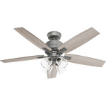 Gatlinburg Ceiling Fan with Light - Matte Silver / Light Gray Oak