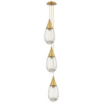 Malone Narrow Multi Light Pendant - Brushed Brass / Clear