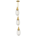Malone Narrow Multi Light Pendant - Brushed Brass / Striped Clear