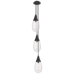 Malone Narrow Multi Light Pendant - Matte Black / Striped Clear