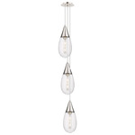 Malone Narrow Multi Light Pendant - Polished Nickel / Striped Clear