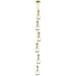 Owego Narrow Multi Light Pendant - Brushed Brass / Clear
