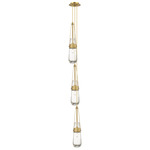 Milan Narrow Multi Light Pendant - Brushed Brass / Clear