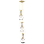 Owego Narrow Multi Light Pendant - Brushed Brass / Clear