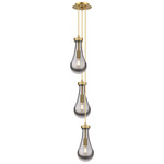 Owego Narrow Multi Light Pendant - Brushed Brass / Smoked