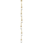 Milan Narrow Multi Light Pendant - Brushed Brass / Clear