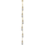Milan Narrow Multi Light Pendant - Brushed Brass / Smoked