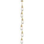 Malone Narrow Multi Light Pendant - Brushed Brass / Clear