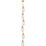 Malone Narrow Multi Light Pendant - Brushed Brass / Striped Clear