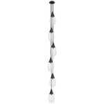 Malone Narrow Multi Light Pendant - Matte Black / Striped Clear