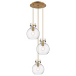 Newton Sphere Multi Light Pendant - Brushed Brass / Smoked