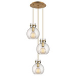 Newton Sphere Multi Light Pendant - Brushed Brass / Clear Seedy