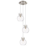 Newton Sphere Multi Light Pendant - Brushed Satin Nickel / Clear