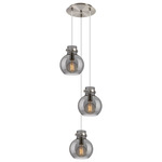 Newton Sphere Multi Light Pendant - Brushed Satin Nickel / Smoked