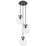 Newton Sphere Multi Light Pendant - Matte Black / Clear