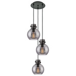 Newton Sphere Multi Light Pendant - Matte Black / Smoked