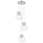 Newton Sphere Multi Light Pendant - Polished Nickel / Clear