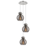 Newton Sphere Multi Light Pendant - Polished Nickel / Smoked