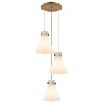 Newton Cone Multi Light Pendant - Brushed Brass / Frosted