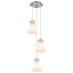 Newton Cone Multi Light Pendant - Brushed Satin Nickel / Frosted