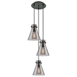 Newton Cone Multi Light Pendant - Matte Black / Smoked