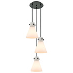 Newton Cone Multi Light Pendant - Matte Black / Frosted