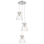 Newton Cone Multi Light Pendant - Polished Nickel / Clear