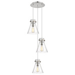 Newton Cone Multi Light Pendant - Polished Nickel / Clear Seedy