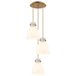 Newton Bell Multi Light Pendant - Brushed Brass / Frosted