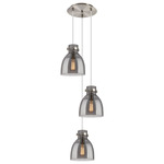 Newton Bell Multi Light Pendant - Brushed Satin Nickel / Smoked