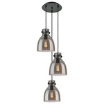 Newton Bell Multi Light Pendant - Matte Black / Smoked