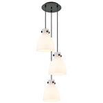 Newton Bell Multi Light Pendant - Matte Black / Frosted