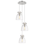 Newton Bell Multi Light Pendant - Polished Nickel / Clear