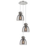 Newton Bell Multi Light Pendant - Polished Nickel / Smoked