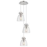 Newton Bell Multi Light Pendant - Polished Nickel / Clear Seedy
