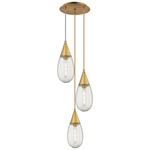 Malone Multi Light Pendant - Brushed Brass / Striped Clear