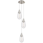 Malone Multi Light Pendant - Brushed Satin Nickel / Striped Clear