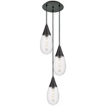 Malone Multi Light Pendant - Matte Black / Striped Clear