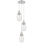 Malone Multi Light Pendant - Polished Nickel / Striped Clear