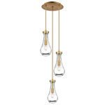 Owego Multi Light Pendant - Brushed Brass / Clear