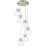 Newton Sphere Multi Light Pendant - Brushed Satin Nickel / Clear