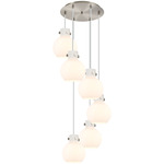 Newton Sphere Multi Light Pendant - Brushed Satin Nickel / Frosted