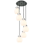 Newton Sphere Multi Light Pendant - Matte Black / Frosted